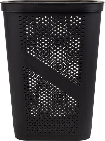 Mind Reader 60L Slim Laundry Hamper, Clothes Basket, Lid, Ventilated, Plastic, Set of 2, Black