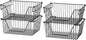 Slideep Wire Storage Baskets for Organizing, 4 Pack 14'' Stacking Metal Wire Freezer Organizer Bins with Handles, Large Pantry Baskets for Kitchen Cabinets, Bathroom, Laundry, Garage, Black