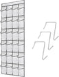 Over the Door Shoe Organizer, 24 Large Breathable Mesh Pockets, Space Saving Hanging Storage Holder, Hangs on Closets for Shoes, Accessories, 3Hooks, GREY (66"x 19")