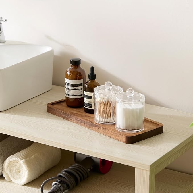 Bathroom Vanity Tray, Acacia Wood Counter Tray, Toilet Tank Tray, Appetizer Charcuterie Snack Serving Board, 13.8 x 5.5 x 0.8 inch