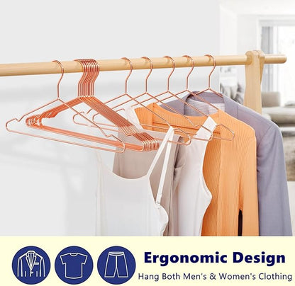 Amber Home 30 Pack 17" Rose Gold Strong Metal Hanger, Copper Clothes Hangers, Heavy Duty Coat Hangers, Standard Suit Hangers for Jacket, Shirt, Dress (Copper, 30)