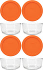 Pyrex 7200 2 Cup Glass Bowls & 7200-PC Orange Food Storage Replacement Lids (4-Pack) - Made in USA