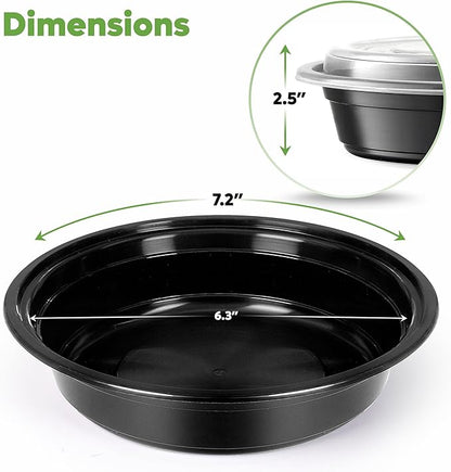 GUSTO 24 oz - Round Meal Prep Containers with Lids – [50 Count] Reusable, Microwaveable, Dishwasher & Freezer Safe, BPA-Free Food Storage Containers for Portion Control (Formerly Comfy Package)