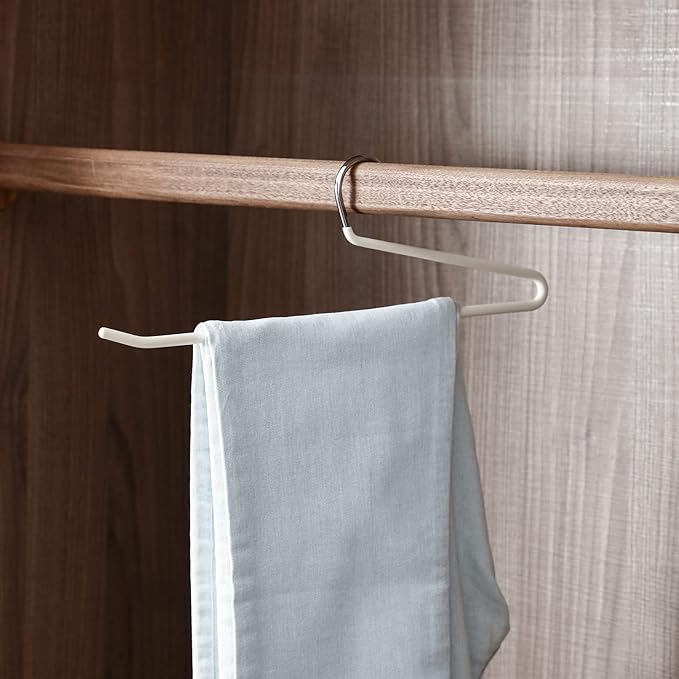 SHIMOYAMA Open Ended Pants Hangers, 5 Pack, Single Rod Trouser/Slack Hangers, Semi-Open Space-Saving Pant Hanger for Jeans, White