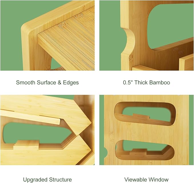 Bamboo Cat Food Can Organizer, Holds 36 (3oz) Cans, Cat Wet Food Storage Rack, Rolling Cat Food Can Dispenser for Pantry