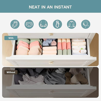 Criusia Drawer Organizer Clothes, 10 Pack Dresser Organizer for Baby Clothes, Underwear, Sock- Foldable Closet Organization and Storage Dividers Bins for Nursery, Bedroom (Black)