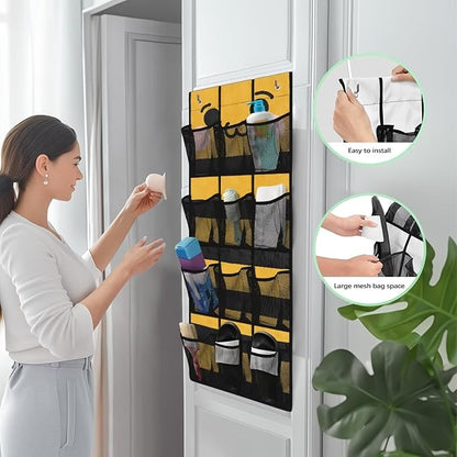 Bear Shoe Organizer Over The Door,Hanging Shoe Organizer,Over Door Shoe Organizer,Space Saving Hanging Storage Holder,Closet Rack Hanger with 12 Mesh Pockets for Home Decor