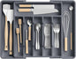 RoomHacks Large Silverware Organizer,Expandable Utensil Drawer Organizer,BPA Free Utensil Holder,Adjustable Silverware Tray Cutlery Drawer Organizer for Kitchen Flatware,Large,Grey (6-8 Slots)