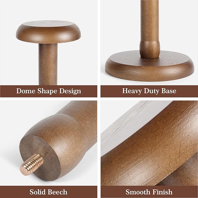 SEKSON Cowboy Hat Stand, Tabletop Hat Display Rack, Solid Wood Hat Holder Stand for Caps Wigs Helmets, Rustic Brown (3 Pack)