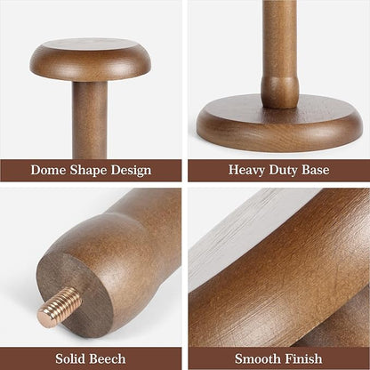 SEKSON Cowboy Hat Stand, Tabletop Hat Display Rack, Solid Wood Hat Holder Stand for Caps Wigs Helmets, Rustic Brown (3 Pack)