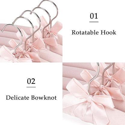 NEOVIVA 15 Inch Anti Slip Satin Padded Clothes Hangers for Women Pink Satin Padded Hangers for Women Clothing, No Shoulder Bump for Adult, Silk Hangers for Sweaters, Dresses, Suits (10 Pack)
