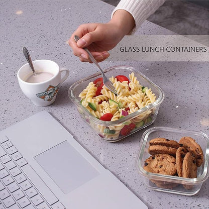 S SALIENT 18 Piece Glass Food Storage Containers with Lids, Glass Meal Prep Containers, food storage Containers for Food Storage, BPA Free & Leak Proof (9 lids & 9 Containers)