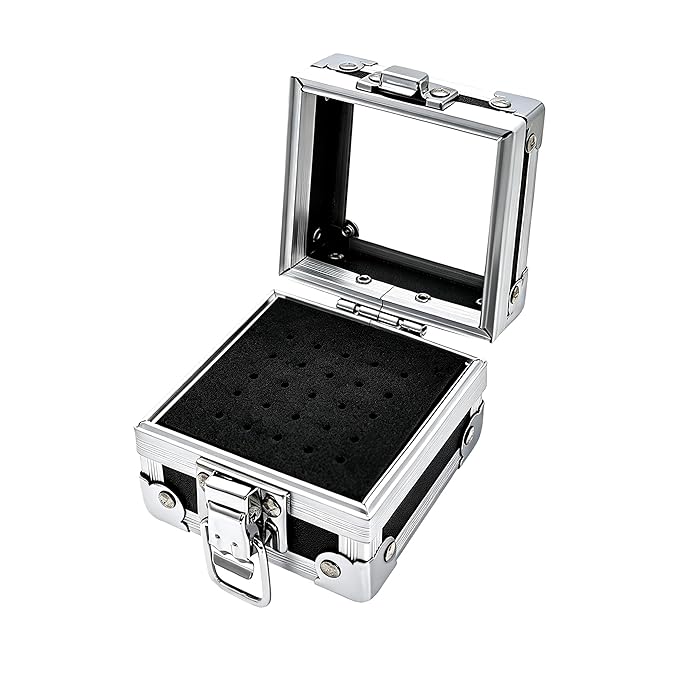 Black 25 Holes Professional Nail Polish Head Storage Box, Nail Tools Organizers Container, Display Storage Box Rack Manicure Tool for Salon Nail Grinding Head，Nail Drill Grinding Bit Holder Box