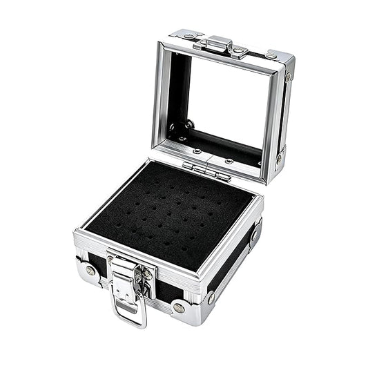 Black 25 Holes Professional Nail Polish Head Storage Box, Nail Tools Organizers Container, Display Storage Box Rack Manicure Tool for Salon Nail Grinding Head，Nail Drill Grinding Bit Holder Box