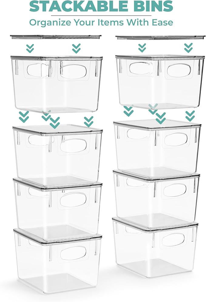 Sorbus Medium Clear Plastic Storage Bins with Lids, Clear Stackable Storage Bins, Laundry Room Organizer Bins, Office, Classroom, Playroom, Bathroom, Laundry Room Organization and Storage (4 Pack)