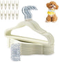 24 Pcs 360° Swivel Dog Clothes Hangers with 10 Non-Slip Clips, Flocked Fabric Non-Slip Plastic Dog Hangers for Clothes