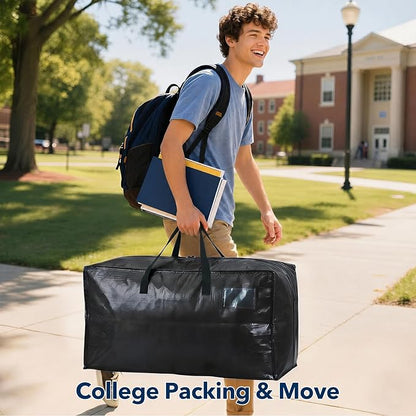 Moving Bags Heavy Duty,Extra Large Moving Bags for Travel/College Packing/Storage/Organization/Seasonal Clothes & Bedding Storage,Moving Supplies Bins,Compatible with Ikea Frakta Cart (Black,8Pcs)