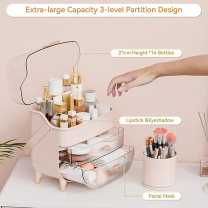 Yieach Pink Makeup Organizer Countertop