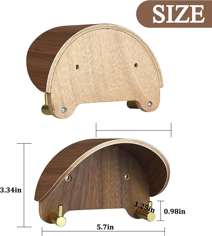 Cowboy Hat Rack for Wall（2-Pack）, Walnut Wood Cowboy Hat Holder & Hat Hooks for Wall, Non-Damaging Shape-Preserving Design for Wide Brim Hats, Compatible with Various Wall Surfaces
