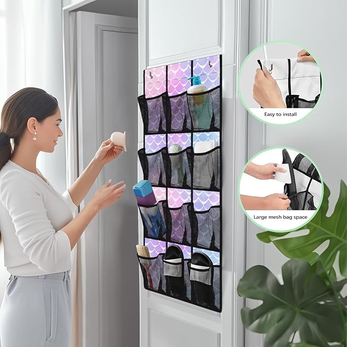 Generic Dream Fish Scales Over The Door Shoe Large-Capacity Design Door Storage Organizer Baby Easy to Hang Behind The Door Making The Chaotic Area Behind The Door Instantly Tidy and Orderly