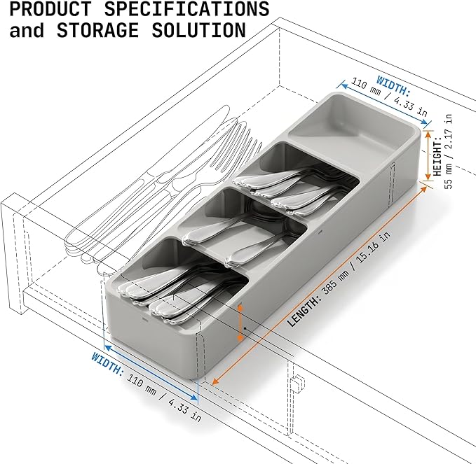 Li & Zhao Silverware Organizer for Drawer - Utensil Drawer Organizer Compact Utensil Organizer Silverware Tray Cutlery Organizer Spoon Drawer Kitchen for Kitchen, Office, Bathroom, Living room