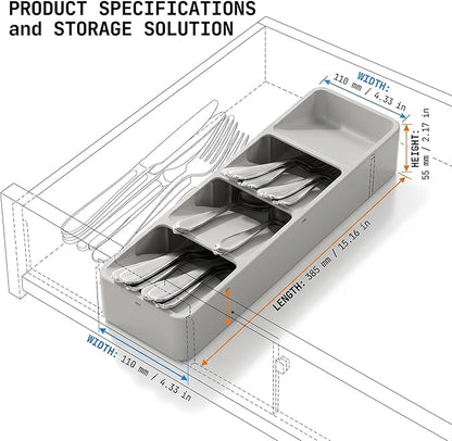 Li & Zhao Silverware Organizer for Drawer - Utensil Drawer Organizer Compact Utensil Organizer Silverware Tray Cutlery Organizer Spoon Drawer Kitchen for Kitchen, Office, Bathroom, Living room