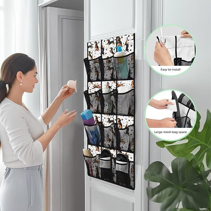 Space-Saving 12-Pocket Behind The Door Organizer, Waterproof Oxford Cloth Lightweight and Perfect for Bathroom Closet or Bedroom Use, Dachshund