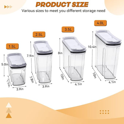 Food Dispenser Set, Airtight Food Storage Container with Lid 1.5L,2PCS BPA-FREE Plastic Pantry Organization Canisters for Nuts Quinoa Coffee and More Dry Food in Kitchen