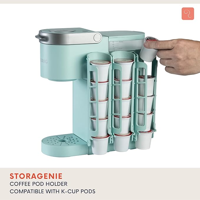 K Cup Holder for Keurig K-cup,Coffee pod Storage, Side Mount | Wall Mount, Perfect for Small Counters (3 Rows/For 15 K Cups, OASIS BLUE)