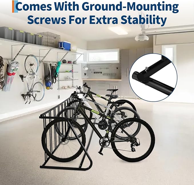 12-Bike Single-Side Floor Bike Rack, Heavy Duty Steel Freestanding Bicycle Parking Stand with Ground Fixing Kit, 122" L Commercial Grade for Garage, Apartment, School, Retail Store