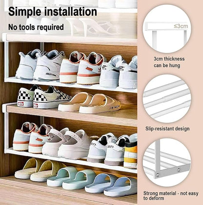 Hanging Shoe Organizer for Shoe Cabinet, Expandable Shoe Rack 15.7“-27.5“, Under Shelf Storage for Closet, Retractable Space Saving Rack for Pantry Laundry Room (2 Pack)