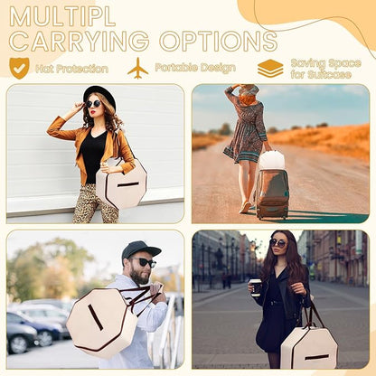 Wonderjune 2 Pcs Cowboy Hat Box for Storage Collapsible Sturdy Cowboy Hat Case with Handle for Men and Women Travel Storage Organizer Large Cap Bag for Closet (White)
