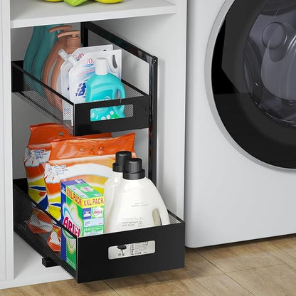 Petiza Under Sink Organizer Pull Out Cabinet Organizer Adjustable Height 2 Tier with Sliding Drawers Kitchen Bathroom Organizer and Storage(1pc) (Pack of 6)