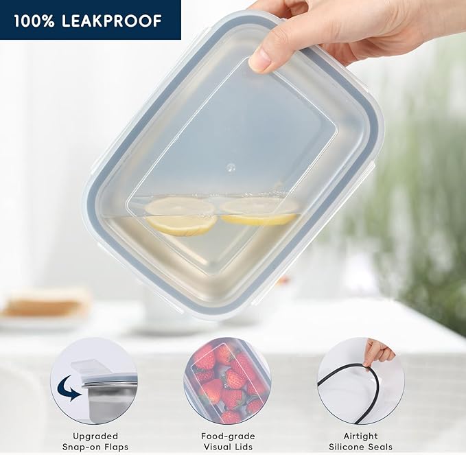 10PCS 304 Stainless Steel Food Storage Containers with Airtight Leakproof Lids, Stackable Bento Lunch Box for Meal Prep, Reusable Metal Containers, Oven/Dishwasher/Freezer Safe(31.5/21/14 Oz)
