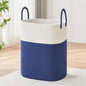 AINUOQI Laundry Basket with Handles - Blanket Basket & Hampers for Bedroom Aesthetic, Laundry Hamper & Blanket Storage for Living Room, Clothes Hamper, Tall, Large 17" x 14" x 23”, White & Dark Blue