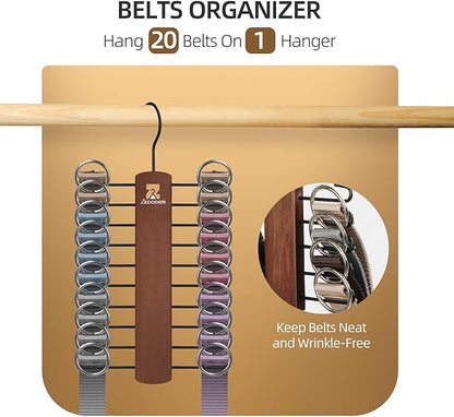 ZEDODIER Wooden Tie Rack, Tie Hanger for Men Closet, 20 Storage Capacity, Non-Slip Rotatable Tie Organizer, Hanging Space Saving Holder, Vintage