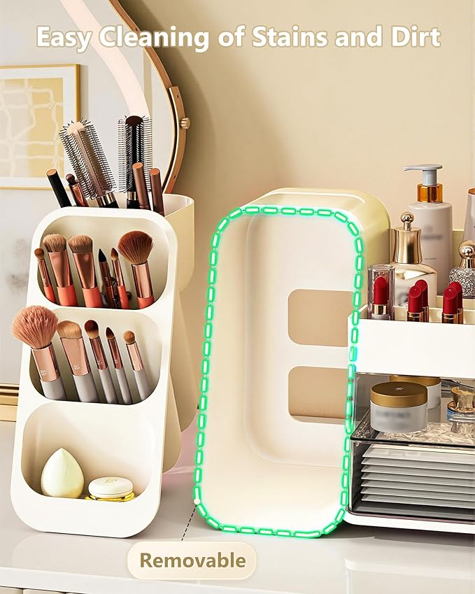 Anylady Large Capacity Makeup Organizer Countertop with Makeup Brush Holder for Vanity, Thickened Material, Bathroom Countertop Organizer Skin Care Perfumes Storage, Teen Girl Gifts for 13-25 Year