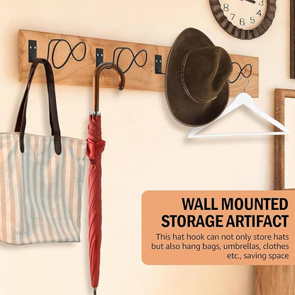 Cowboy Hat Holder 6 Pack, Metal Cowboy Hat Hanger Organizer, Black Cowboy Hat Rack for Wall Mount (Black 6 Pack)