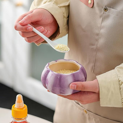Garlic Shaped Ceramic Salt Cellar with Lid, Spices Storage Container, Coffee, Sugar, Spices and Candies, Salt Containers for Countertop, 1 Piece