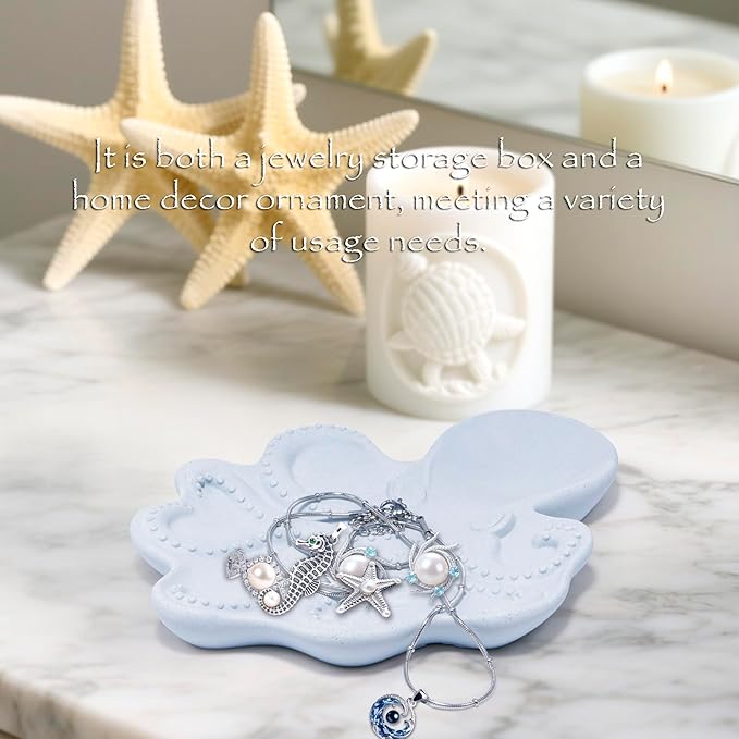 ZAWUU Resin Draining Octopus Soap Dish with Embossed Design – Multiuse Holder for Bathroom & Kitchen (Blue, Octopus)