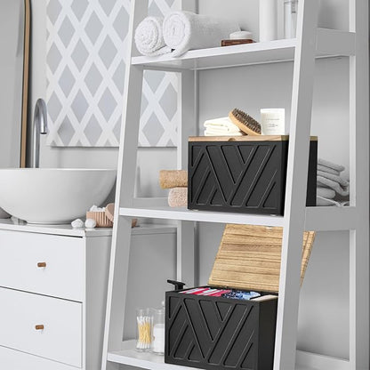2 PCS Tampon Holder for Bathroom Decor, Feminine Product Organizer with Lid, Shark Week Tampon Storage, Wood Pad and Tampon Organizer for Toilet Organizer, Bathroom Accessories Box for Girl Stuff