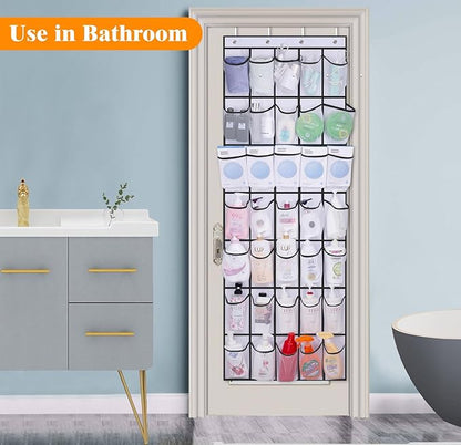 MISSLO 24 + 28 Large Pockets Over The Door Shoe Organizer Mesh Pockets and Over The Door Shoe Rack Hanging Sneaker Organizer for Closet