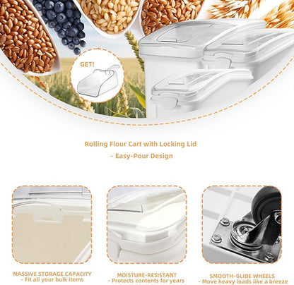 Ingredient Storage Bin,21 Gallon Dispenser Bin with Scoop for Dry Food, Sugar, Baking Supplies,Kitchen Rice Cereal Flour Bin,BPA Free,Pet Food Storage Container,Dog Cat Birds Food (21 Gallon)