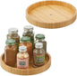 mDesign Bamboo Lazy Susan Turntable Food Storage Container for Cabinets, Pantry, Refrigerator, Countertops, Spinning Organizer for Spices, Condiments - 9" Round - Echo Collection - 2 Pack - Natural