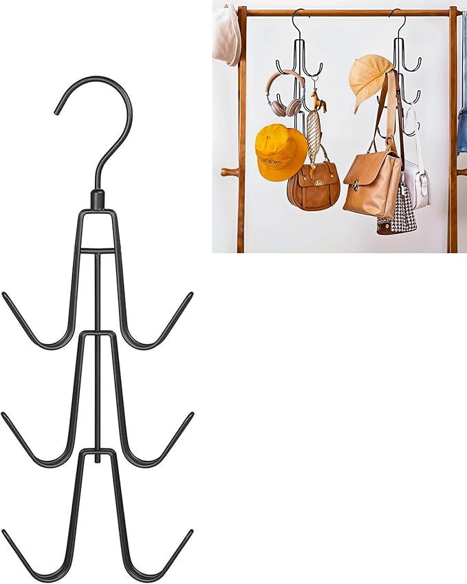 Cap Hanger Organizer | Multipurpose Purse Hanger Closet, Toy Organizers and Storage for Closets & Hat Hangers for Closet | Black Metal Closet Organizer Baseball Cap Holder for Cupboard
