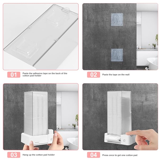 Automatic Cotton Pad Holder, Square Press Out Cosmetic Cotton Makeup Removers Pad Holder, Makeup Cotton Organizer Container Dispenser Storage Display Rack(Grey)