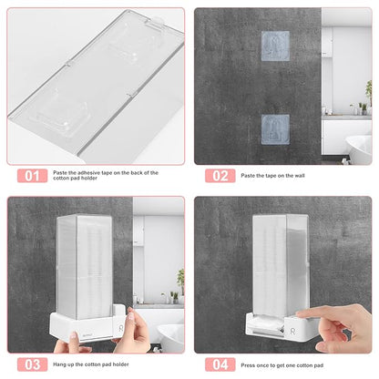 Automatic Cotton Pad Holder, Square Press Out Cosmetic Cotton Makeup Removers Pad Holder, Makeup Cotton Organizer Container Dispenser Storage Display Rack(Grey)
