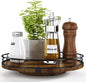 Farmhouse Oak 10" Lazy Susan Turntable Organizer for Cabinet, Round Wooden Lazy Susan Organization and Storage for Dining Table, Pantry, Kitchen, Countertop, Cupboard,Home Decor, Walnut Wood