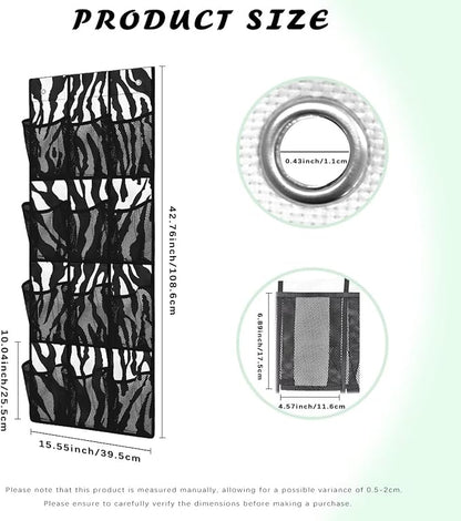 Zebra Stripes Shoe Organizer Over The Door 12 Pockets Shoe Holder Hanger for Living Room Space Saving Back Door Storage Organizer Easy to Install Wall Hanging Storage