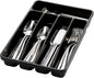 madesmart Mini Silverware Tray, 5 Compartment Flatware Organizer for Forks, Knives & Spoons, Durable Drawer Organizer, Carbon